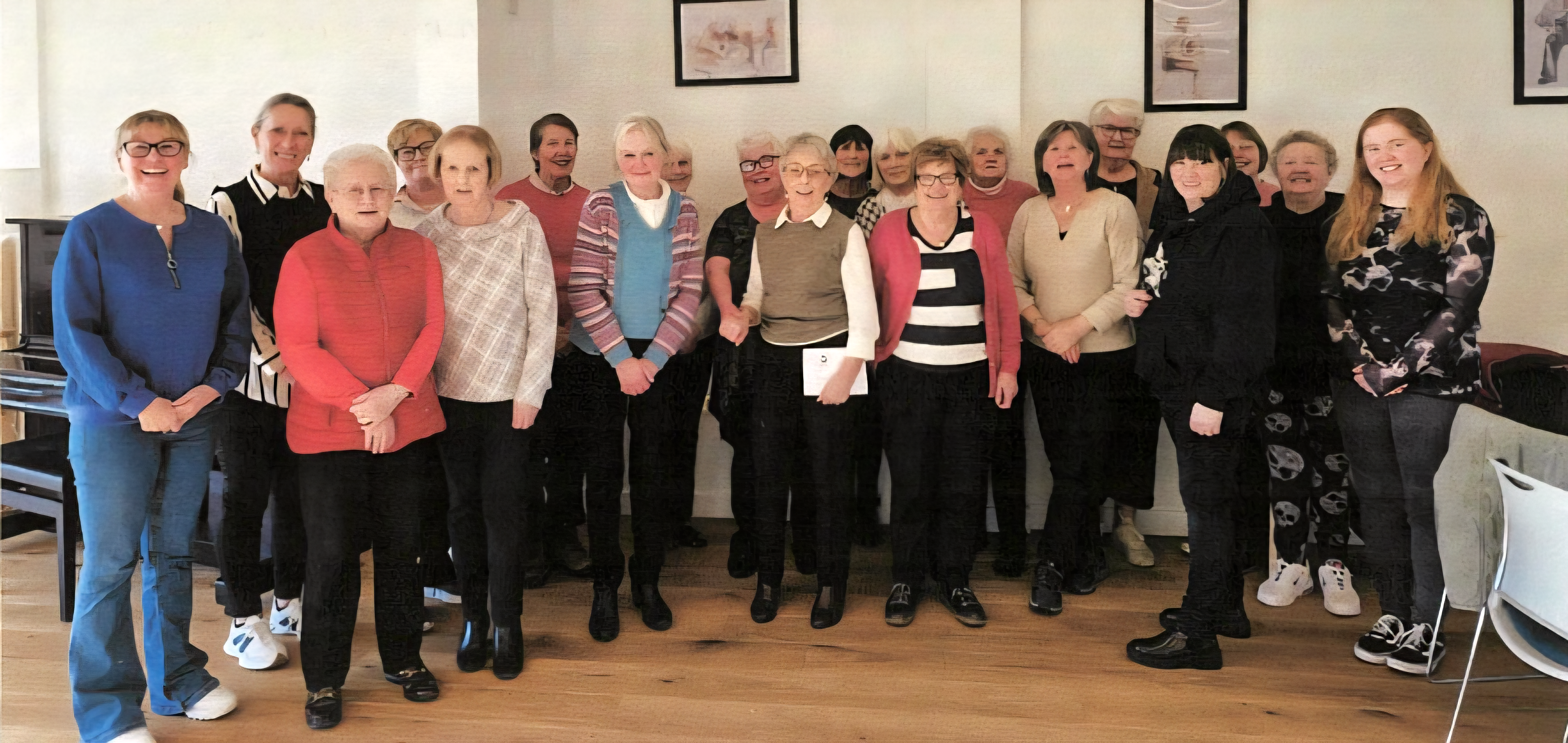 Our volunteers, a group of 20, stood in a hall.